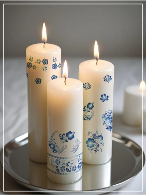 Наклейки на свечи водные Гжель 1 из каталога Наклейки декупажные для декора свечей, яиц, изделий из гипса, в интернет-магазине BPW.style